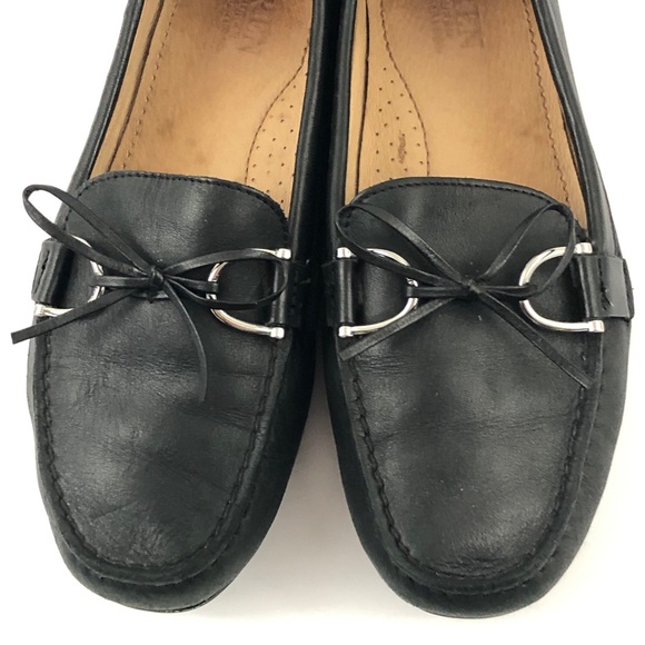 Lauren Ralph Lauren Loafers Women 7.5 Black Leather Briley Slip on Moccasin - Picture 11 of 13